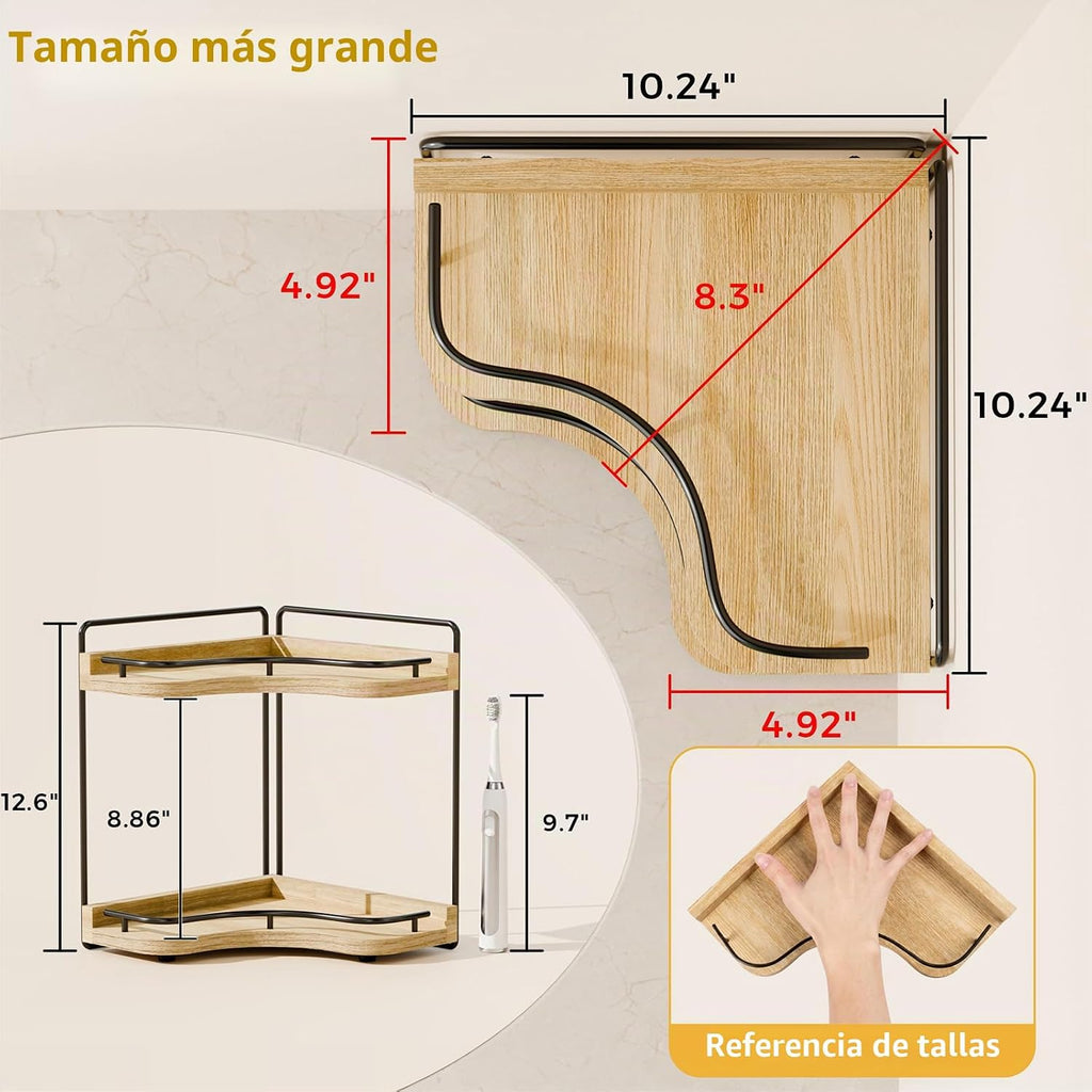 Aollewoiti Organizador de mostrador de baño de esquina de 2 niveles...