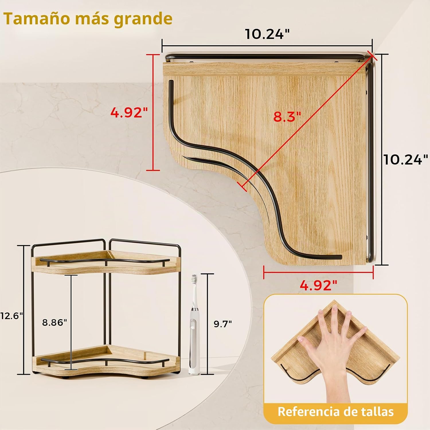Aollewoiti Organizador de mostrador de baño de esquina de 2 niveles...