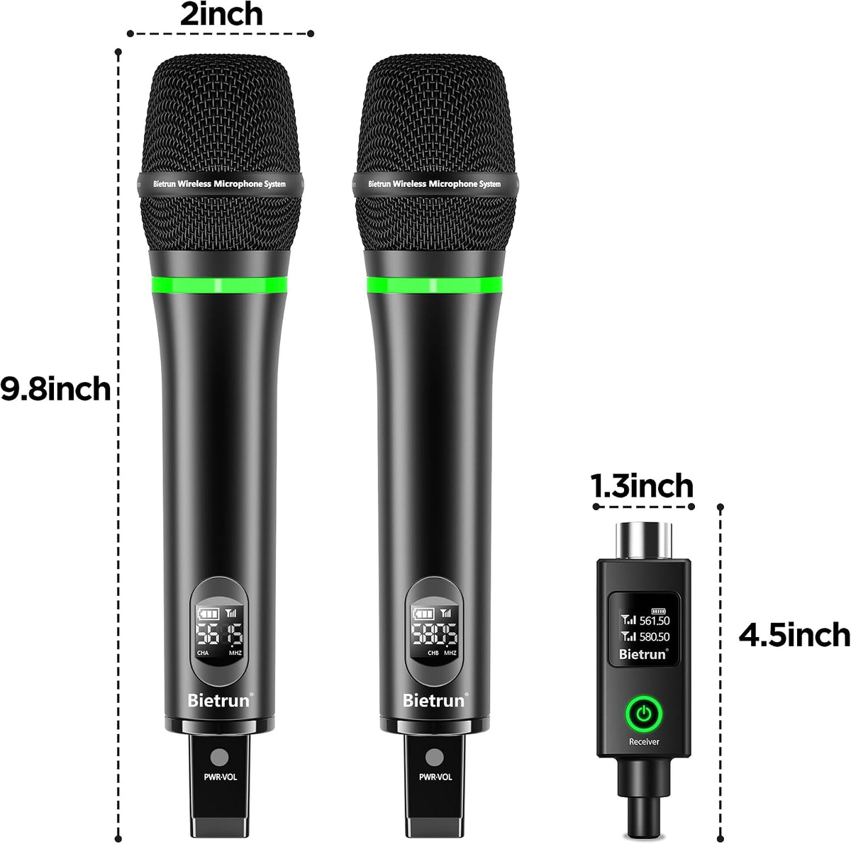 Micrófono inalámbrico Bietrun XLR, micrófonos dinámicos de mano ina...