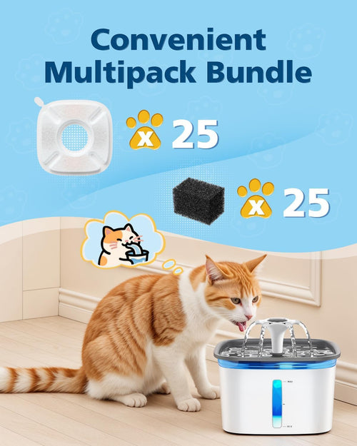 50 piezas de filtros de fuente de agua para gatos Veken de 95 onzas...