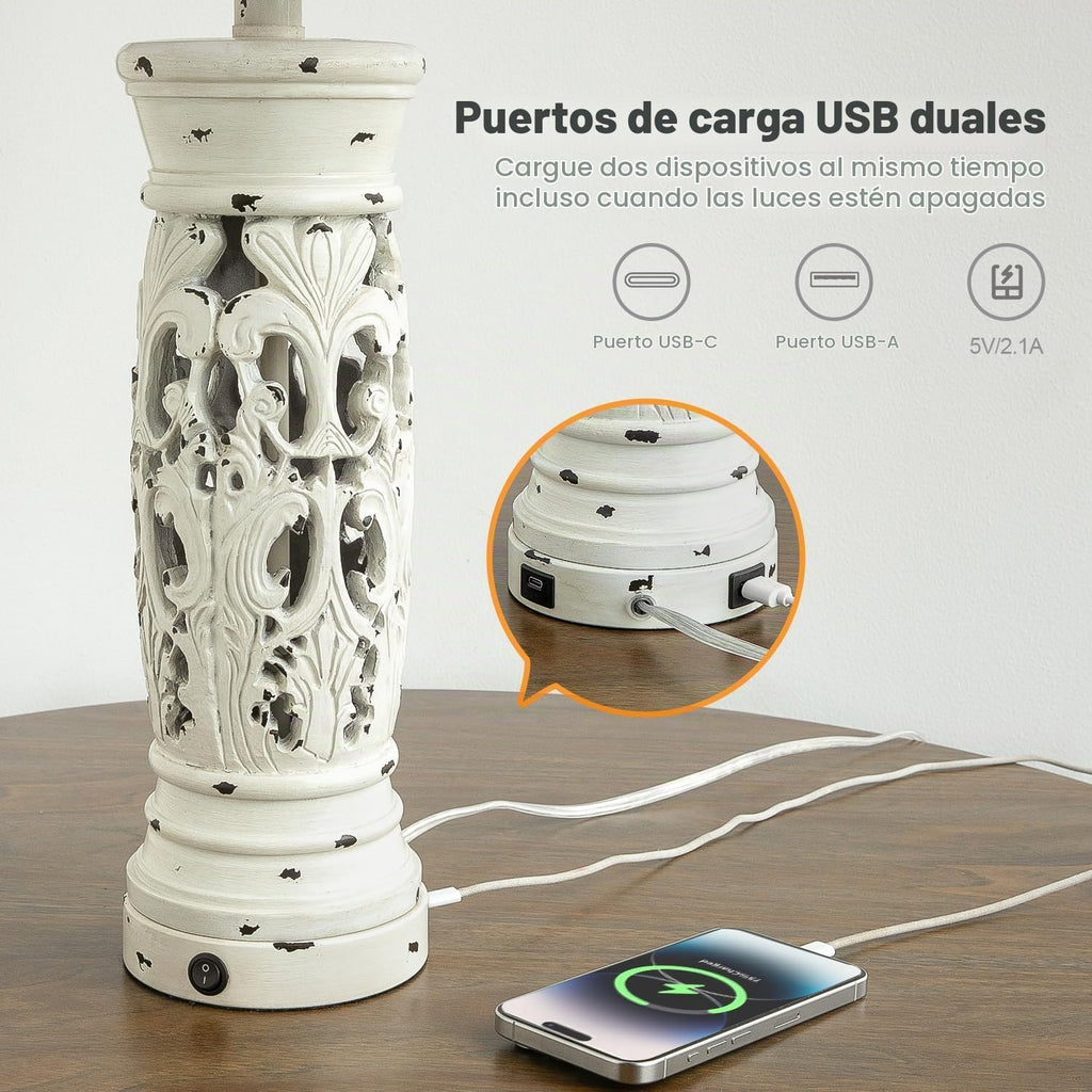 BOBOMOMO Juego de 2 lámparas de mesa de estilo granja de 27.25 pulg...