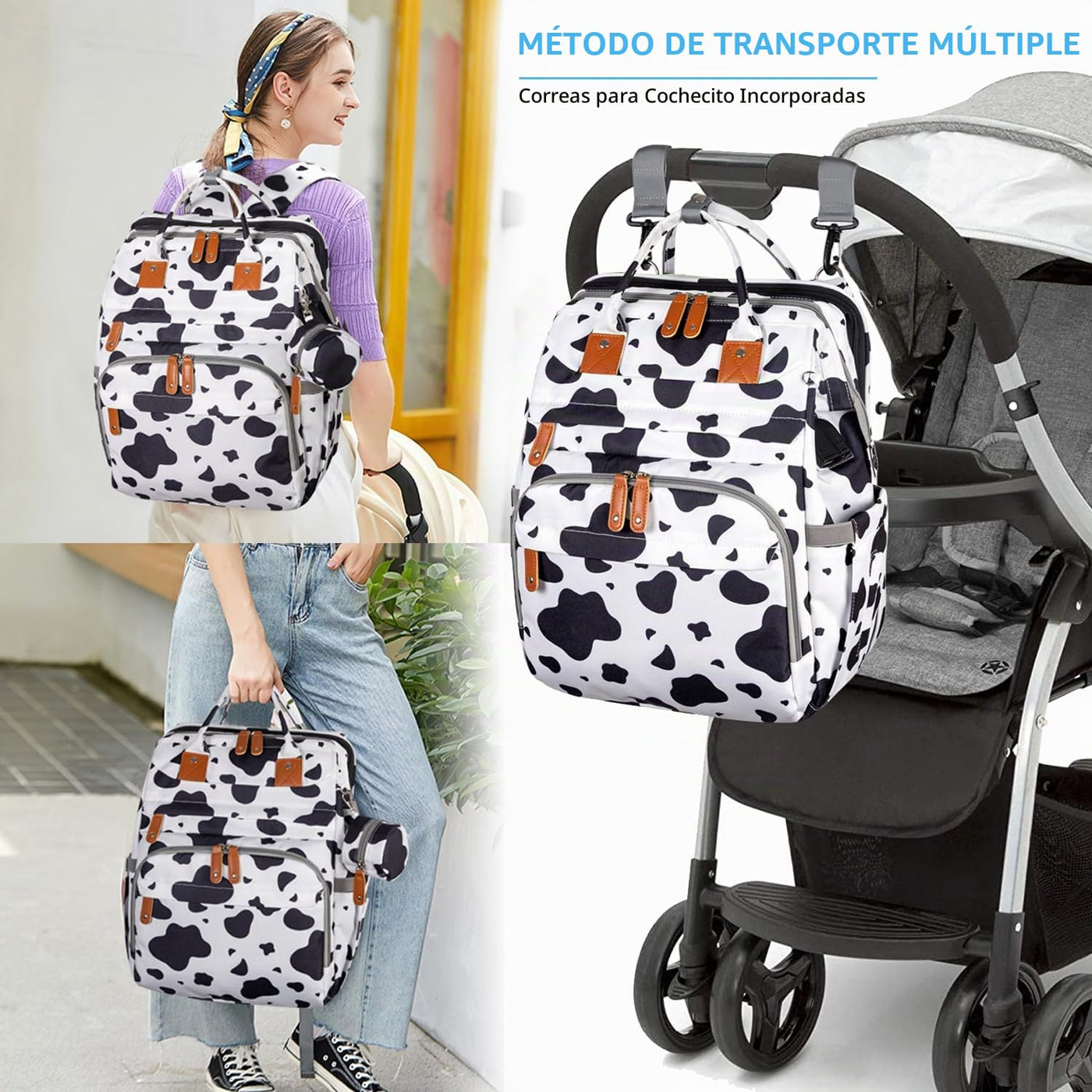 KABAQOO Mochila para pañales con estación de cambio desmontable, bo...