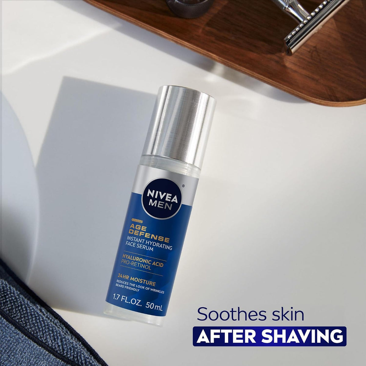 NIVEA MEN Age Defense - Suero facial hidratante instantáneo para pi...