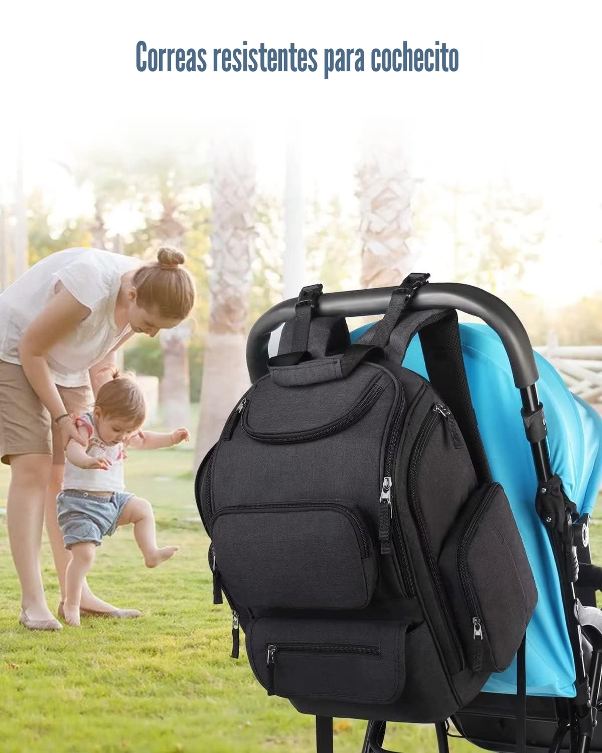 Mancro Mochila para pañales, bolsa multifuncional para pañales con...