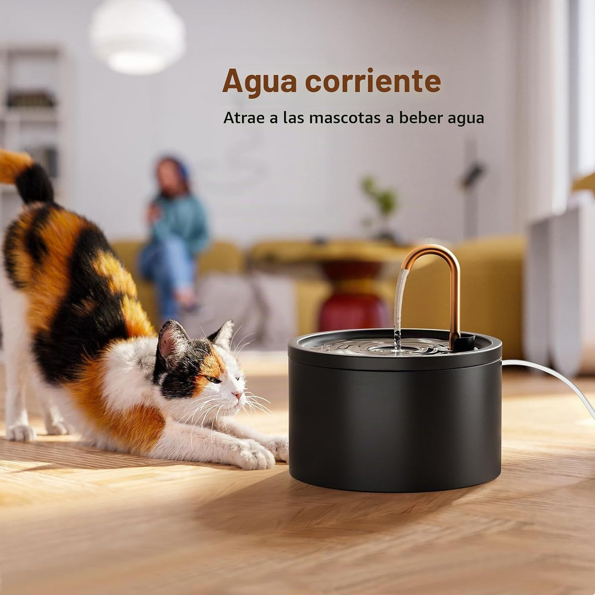 DOOOB Fuente de agua de cerámica para gatos, fuente de cerámica par...
