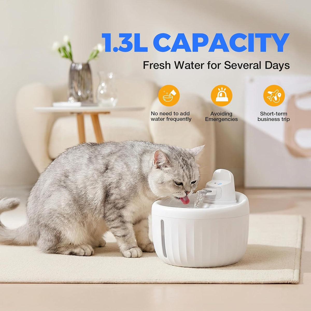 Fiveda Fuente de agua inalámbrica para gatos, dispensador de agua |...