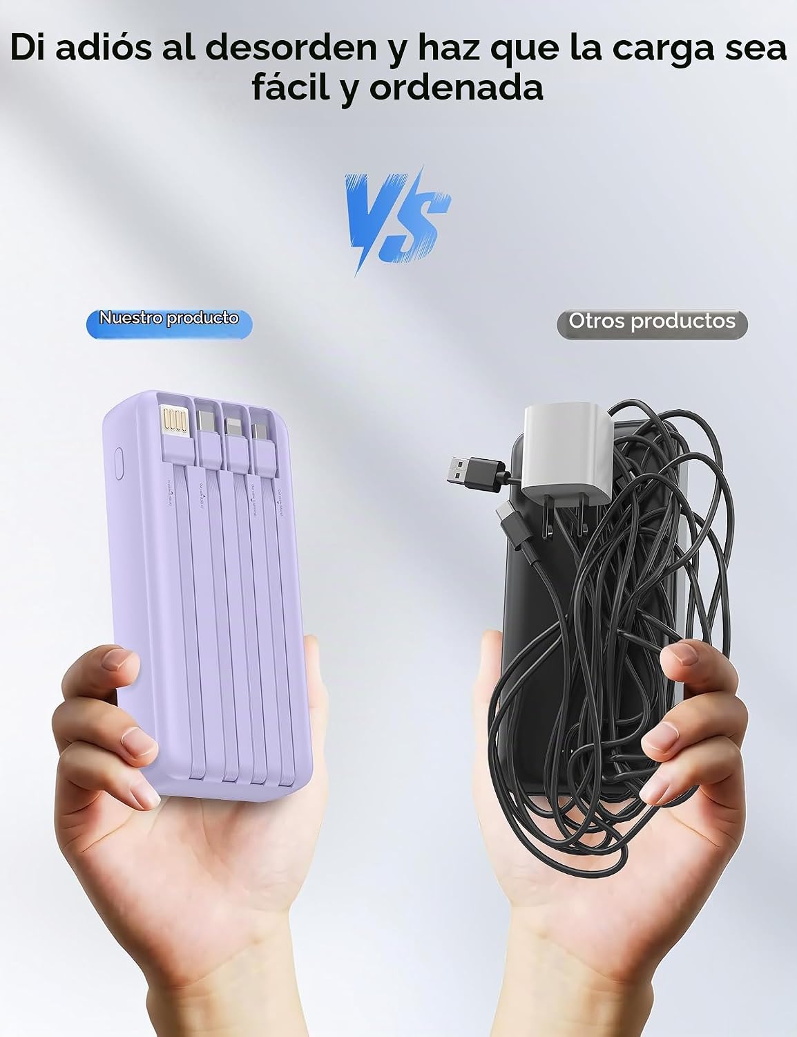Nusyddy Cargador portátil de 20000 mAh con 4 cables incorporados y...