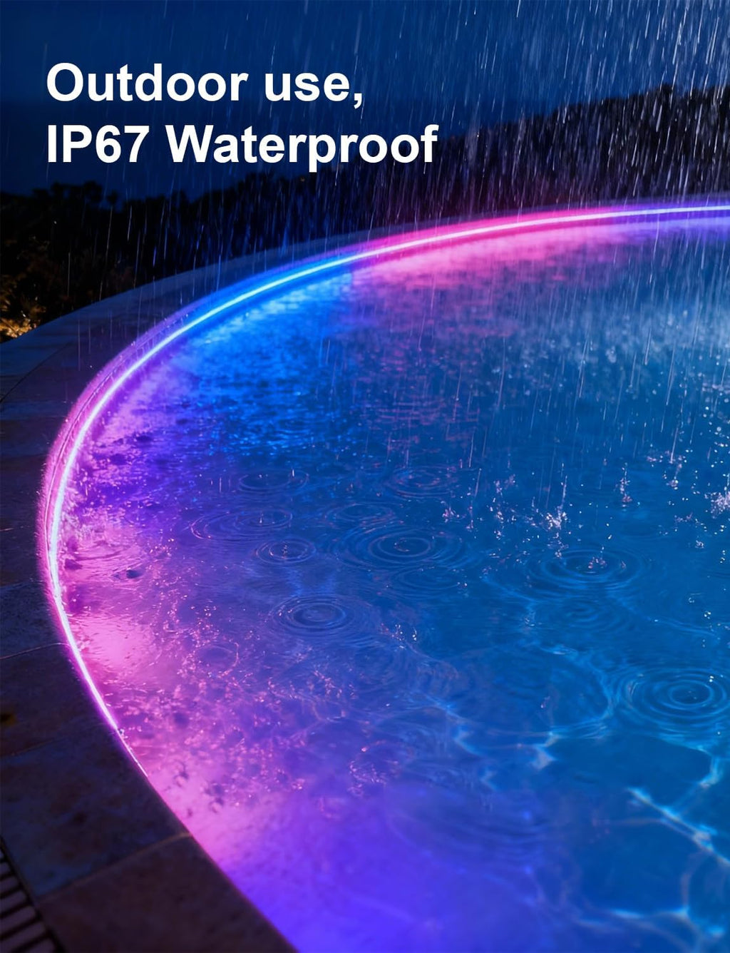 Tira de luces LED COB de 80 pies para exteriores, Smart RGB IC IP67...