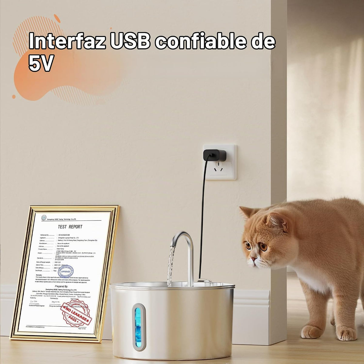 Fuente de agua para gatos de acero inoxidable: fuente para gatos de...
