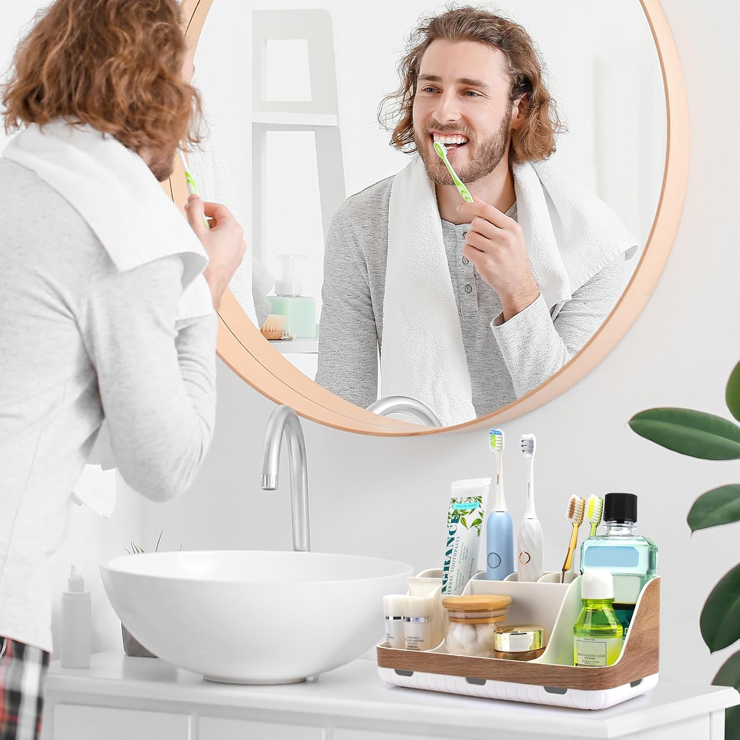 GFWARE Organizador de Encimera de Baño - Desmontable de 7 Ranuras p...