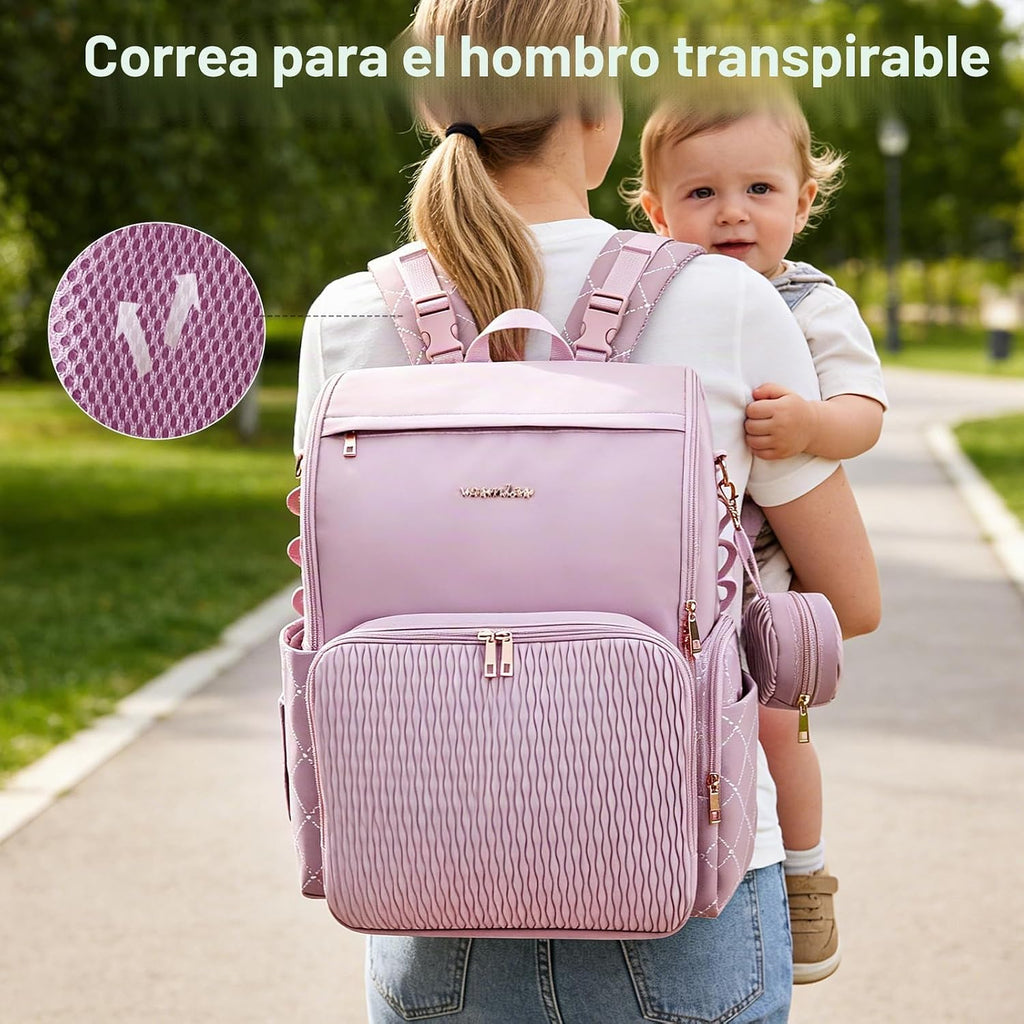 vosmles Elegante bolsa de pañales para bebé, bolsa de bebé con camb...
