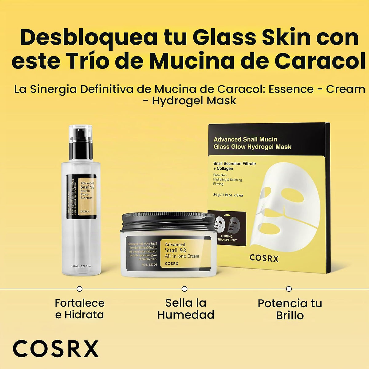 COSRX Snail Mucin 92% humectante facial para piel suave y brillante...
