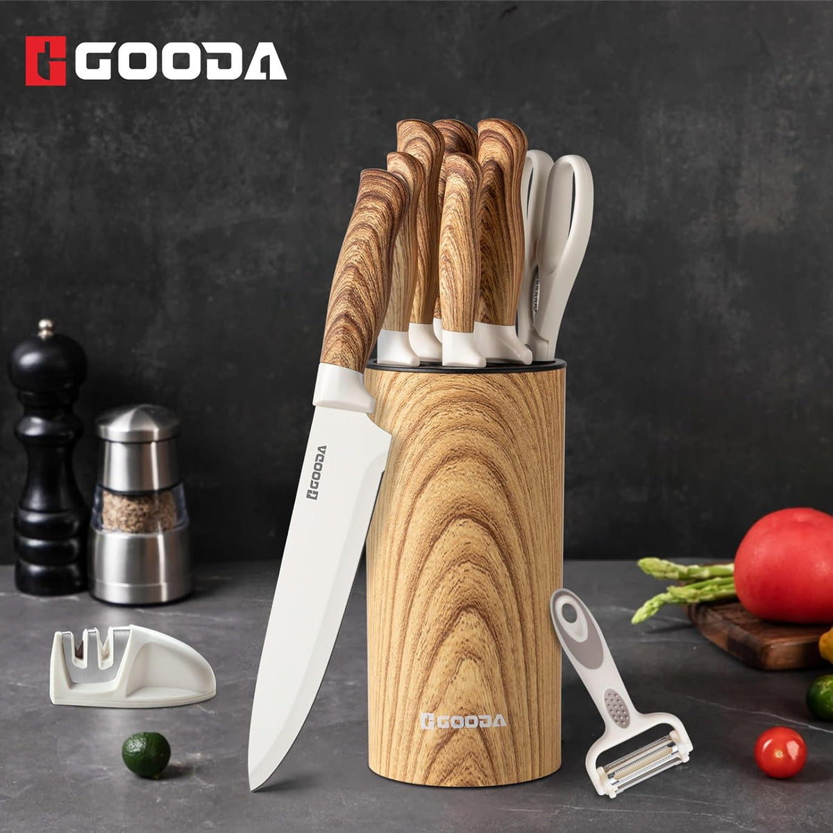Juego de cuchillos, GOODA juego de 9 piezas de cuchillos de cocina...