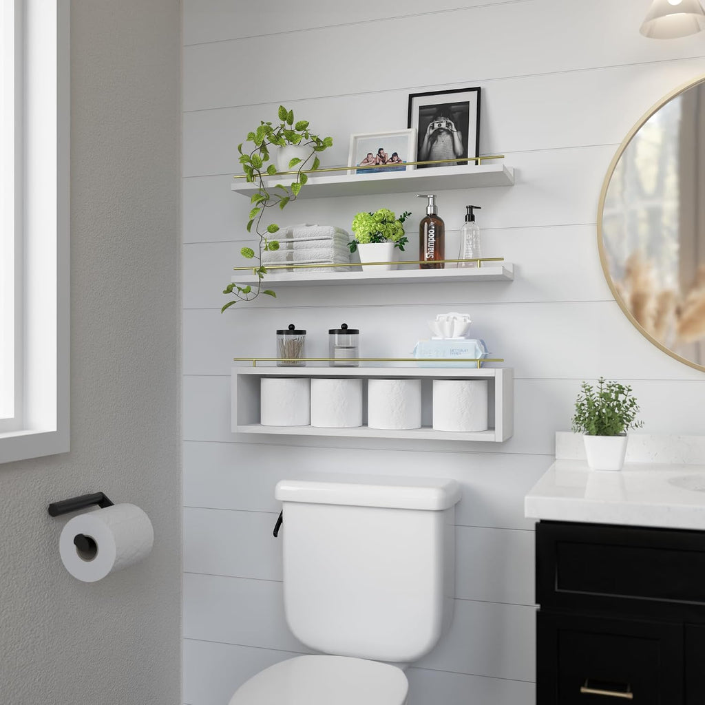WOPITUES Estantes flotantes para pared de 24 pulgadas con estante d...