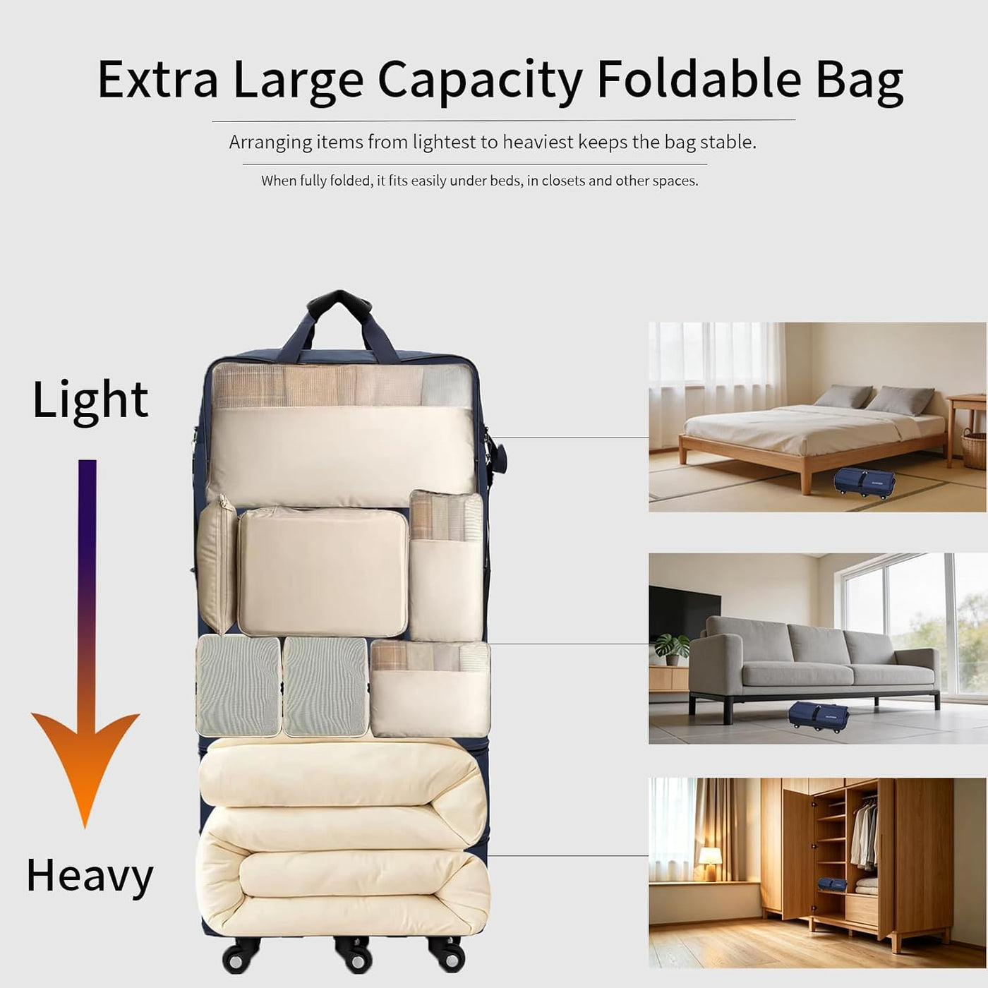Gloyuda Maletas extra grandes de 43.8 pulgadas con ruedas, bolsa de...