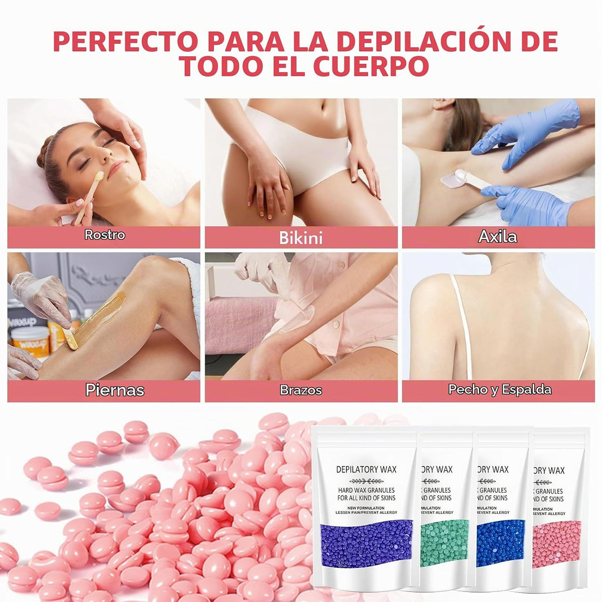 Kit de depilación con cera para mujeres y hombres - Kit completo de...