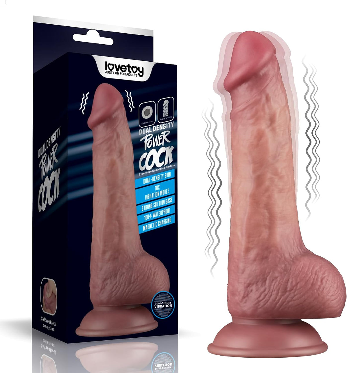 Consolador anal vibrador realista de 8.5" de gran tamaño, tapón...