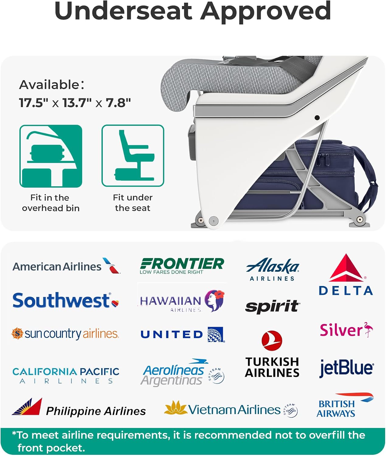 BAGSMART Equipaje de mano, maleta de viaje debajo del asiento de 16...