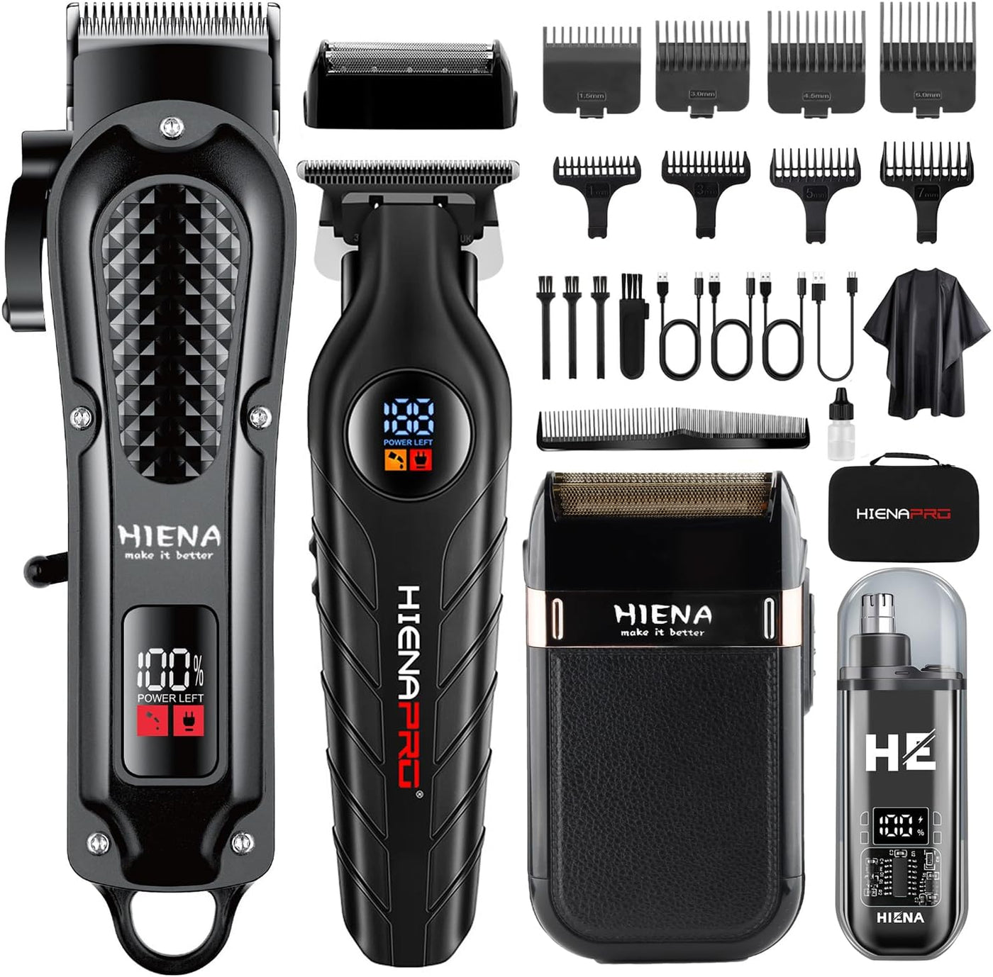 HIENA PRO - Cortadora de pelo inalámbrica para hombre, kit de peluq...