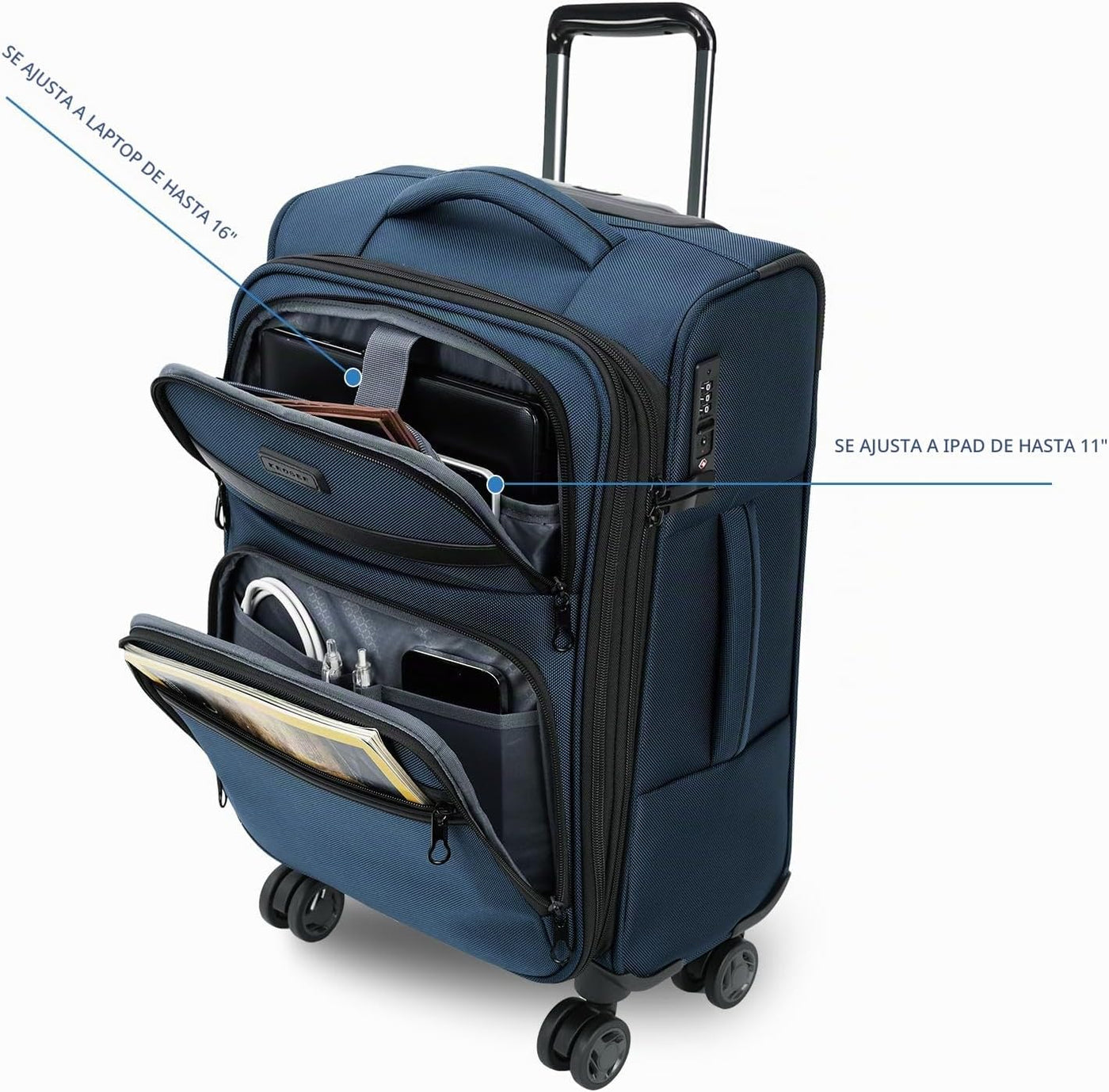 KROSER Softside - Maleta de mano expandible con bolsillos frontales...