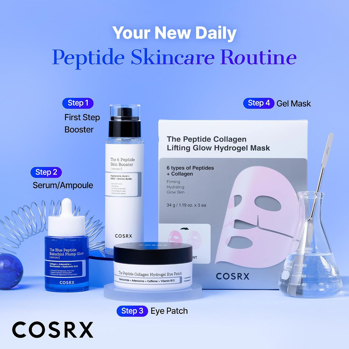 COSRX The Blue Copper Peptide Bakuchiol Suero, resplandor y relleno...