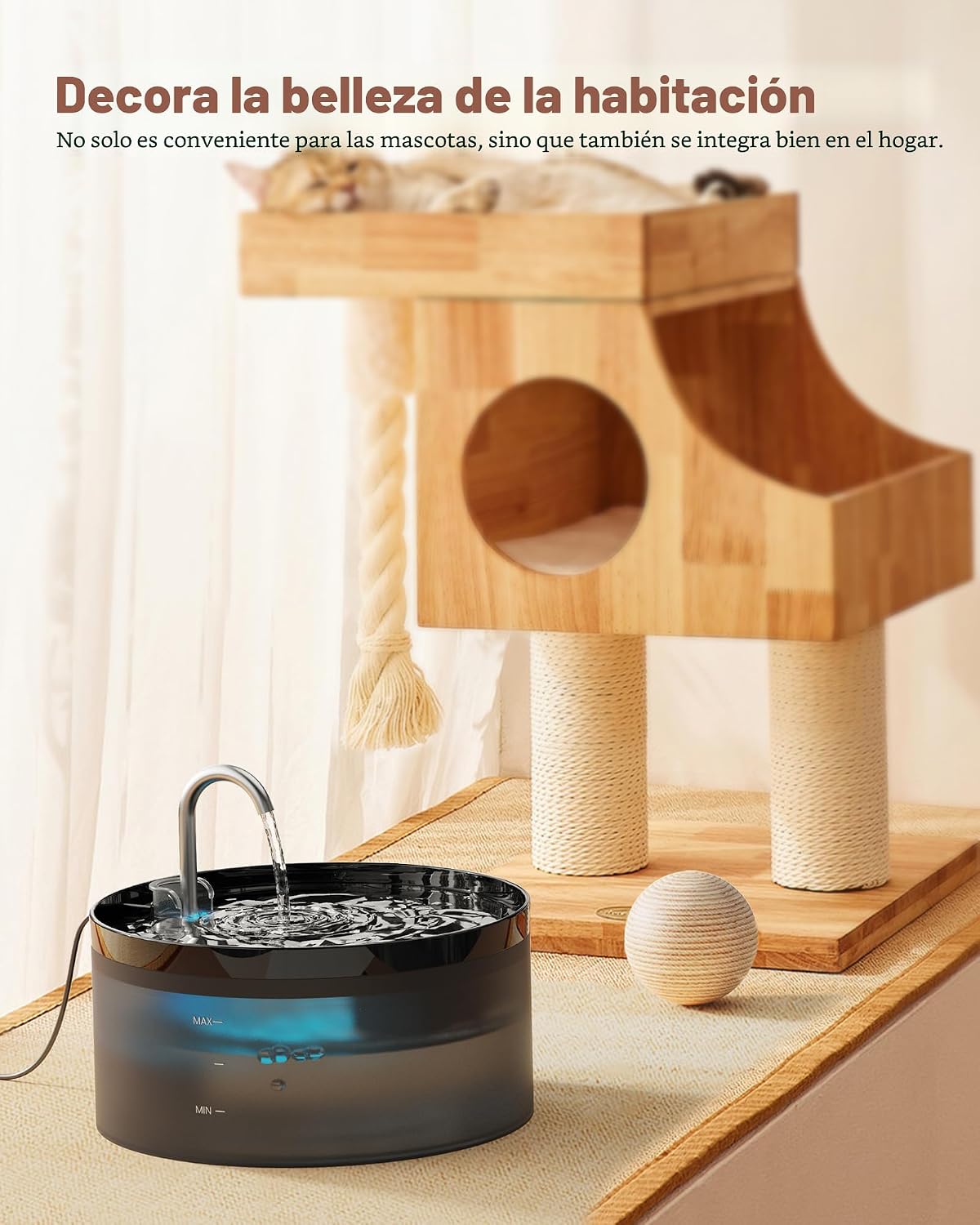 Fuente de agua para gatos: fuente para gatos de 108 oz\/3.2 L, fuen...