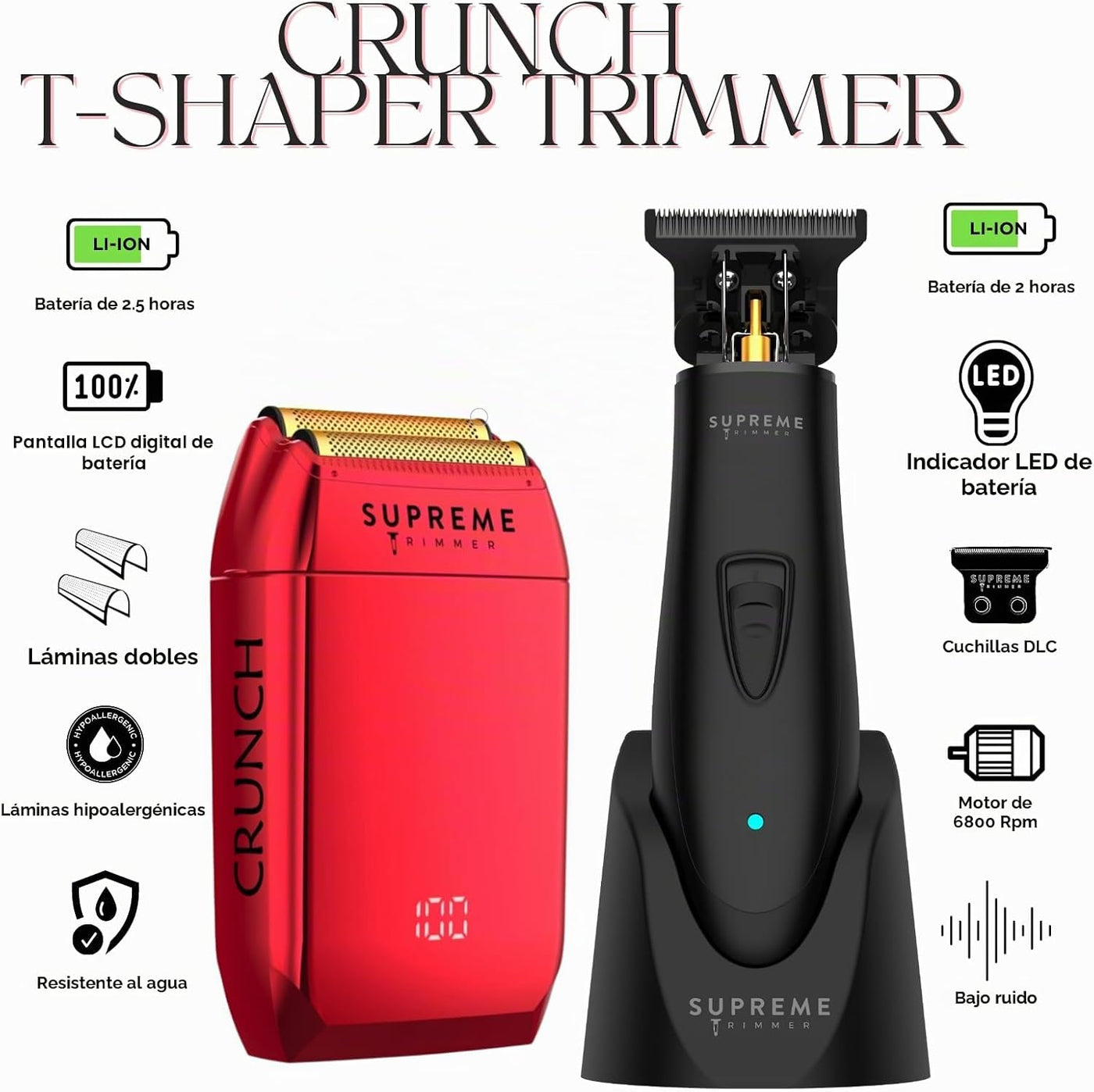 Supreme Trimmer Recortadora T-Shaper DLC 2 en 1 y Afeitadora de Lám...