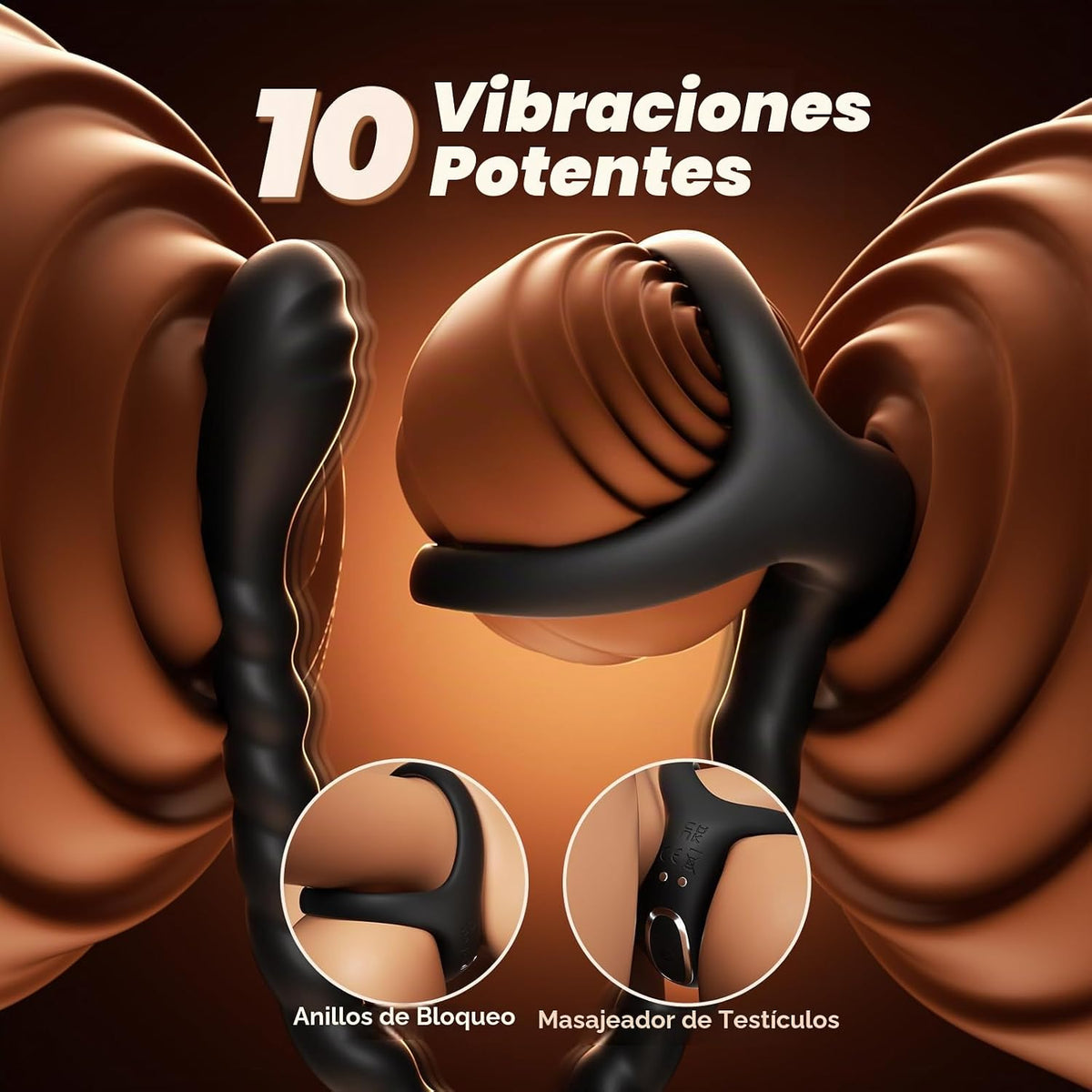 Masajeador de próstata juguetes sexuales masculinos, 10 anillo vibr...