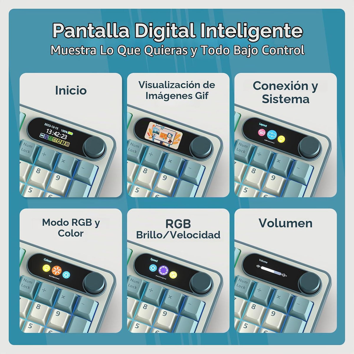 RK ROYAL KLUDGE S98 Teclado mecánico con pantalla inteligente y per...