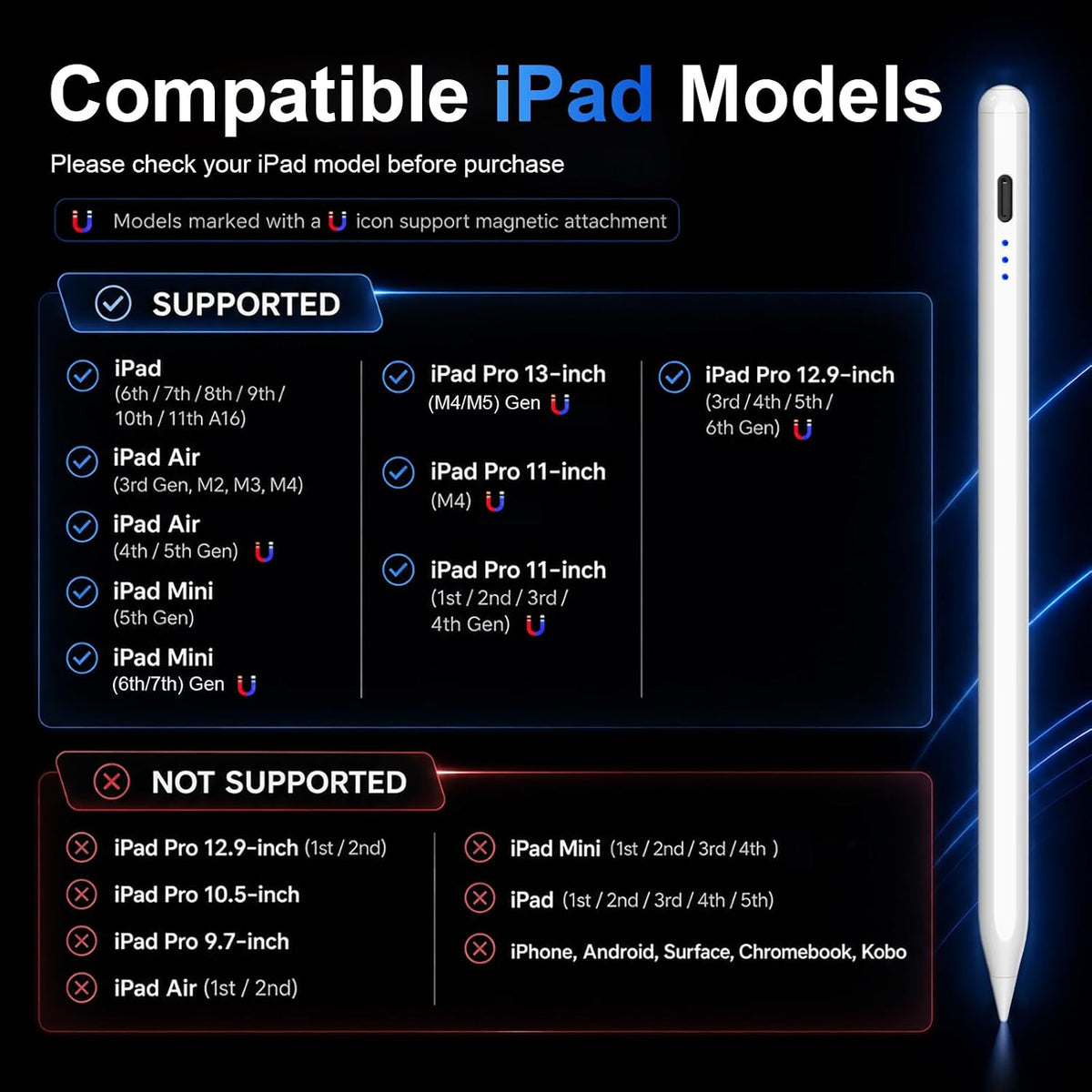 HATOKU Lápiz óptico magnético para Apple iPad 2018-2026 para tomar...