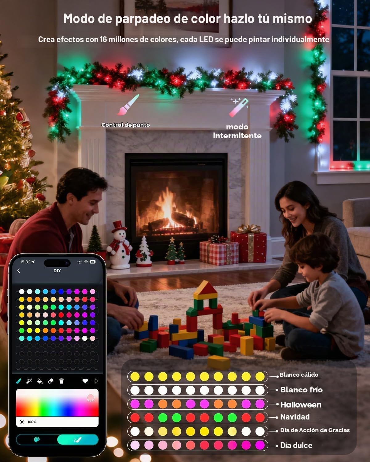 Super RGB Guirnalda de luces inteligentes de 66 pies, 200 LED, camb...