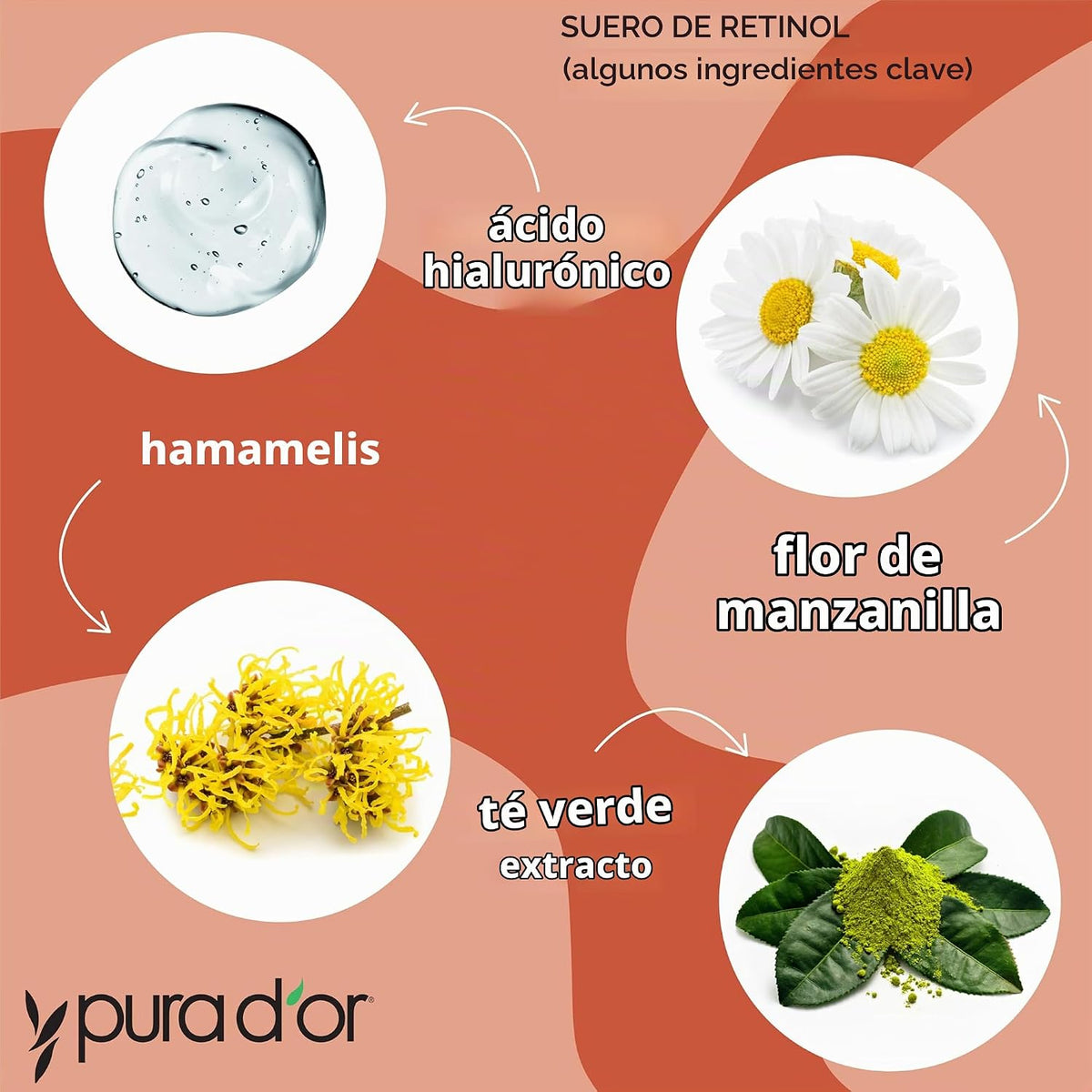 PURA D'OR Suero facial de retinol tratamiento nocturno para ton...