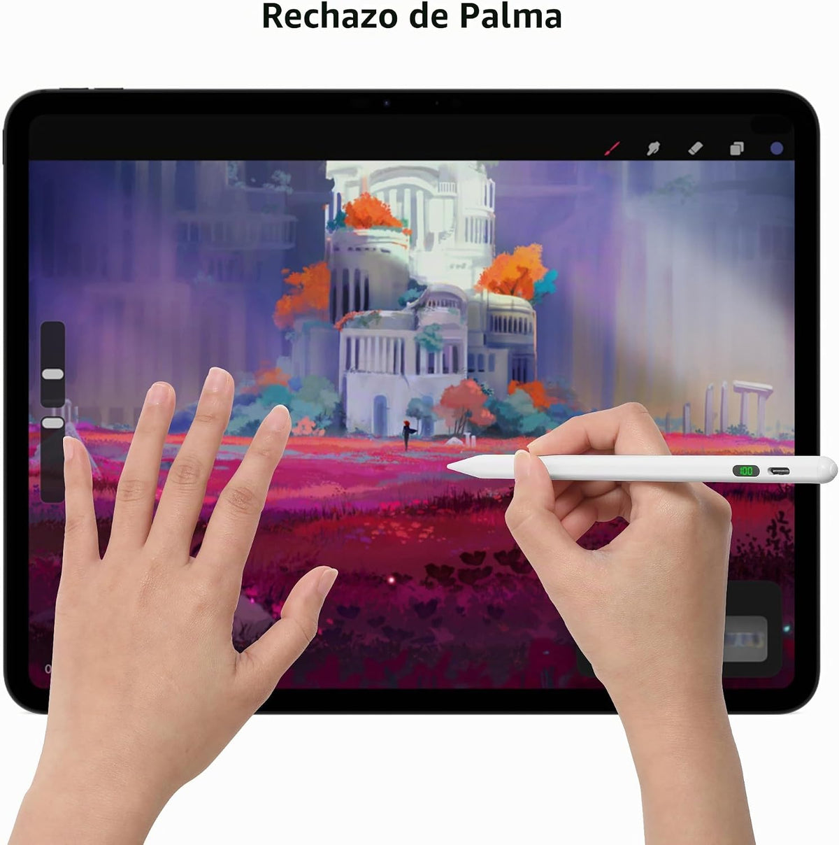 Lápiz para Apple, Rechazo de palma con sensibilidad a la inclinació...