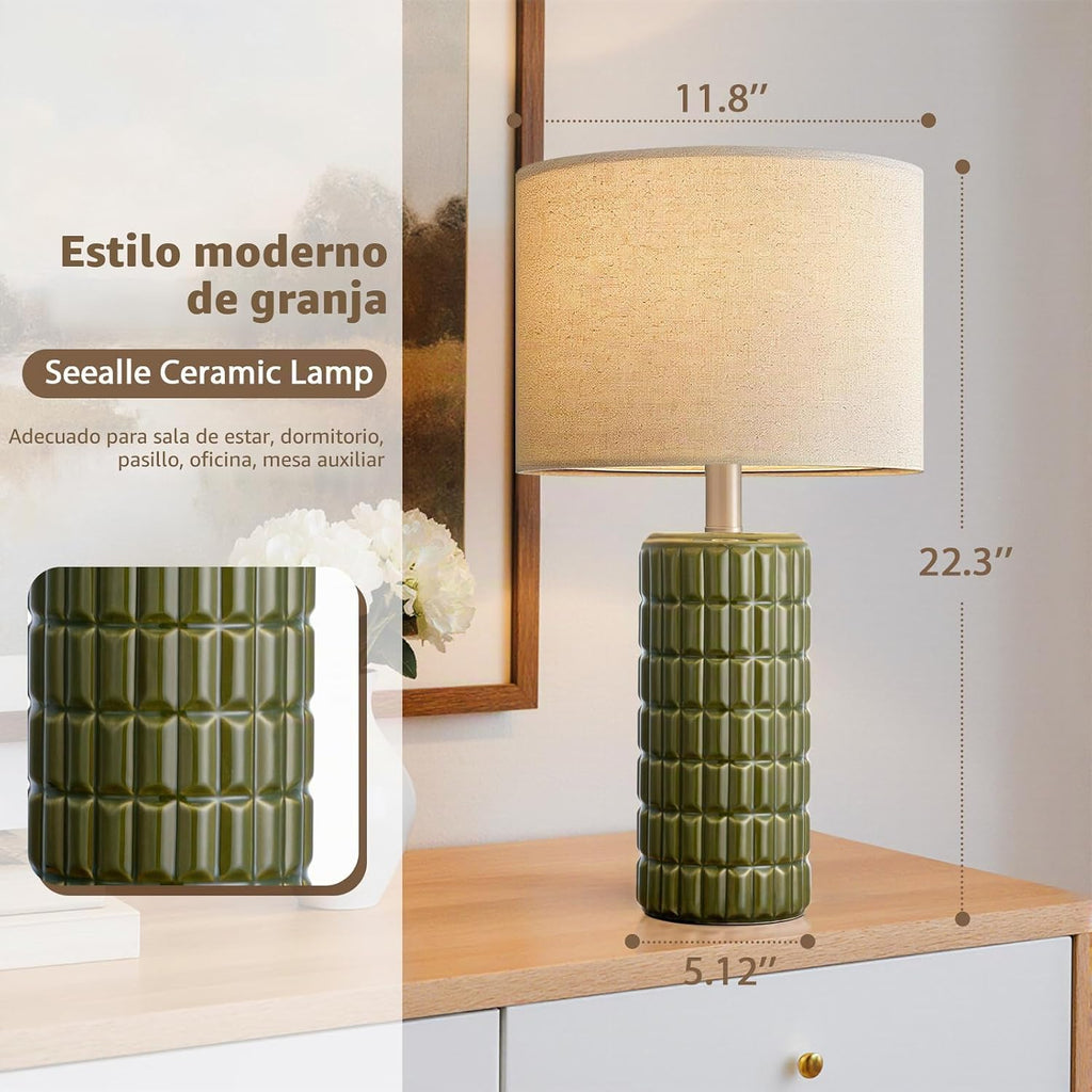 Juego de 2 lámparas de mesa modernas de cerámica de 23 pulgadas, lá...