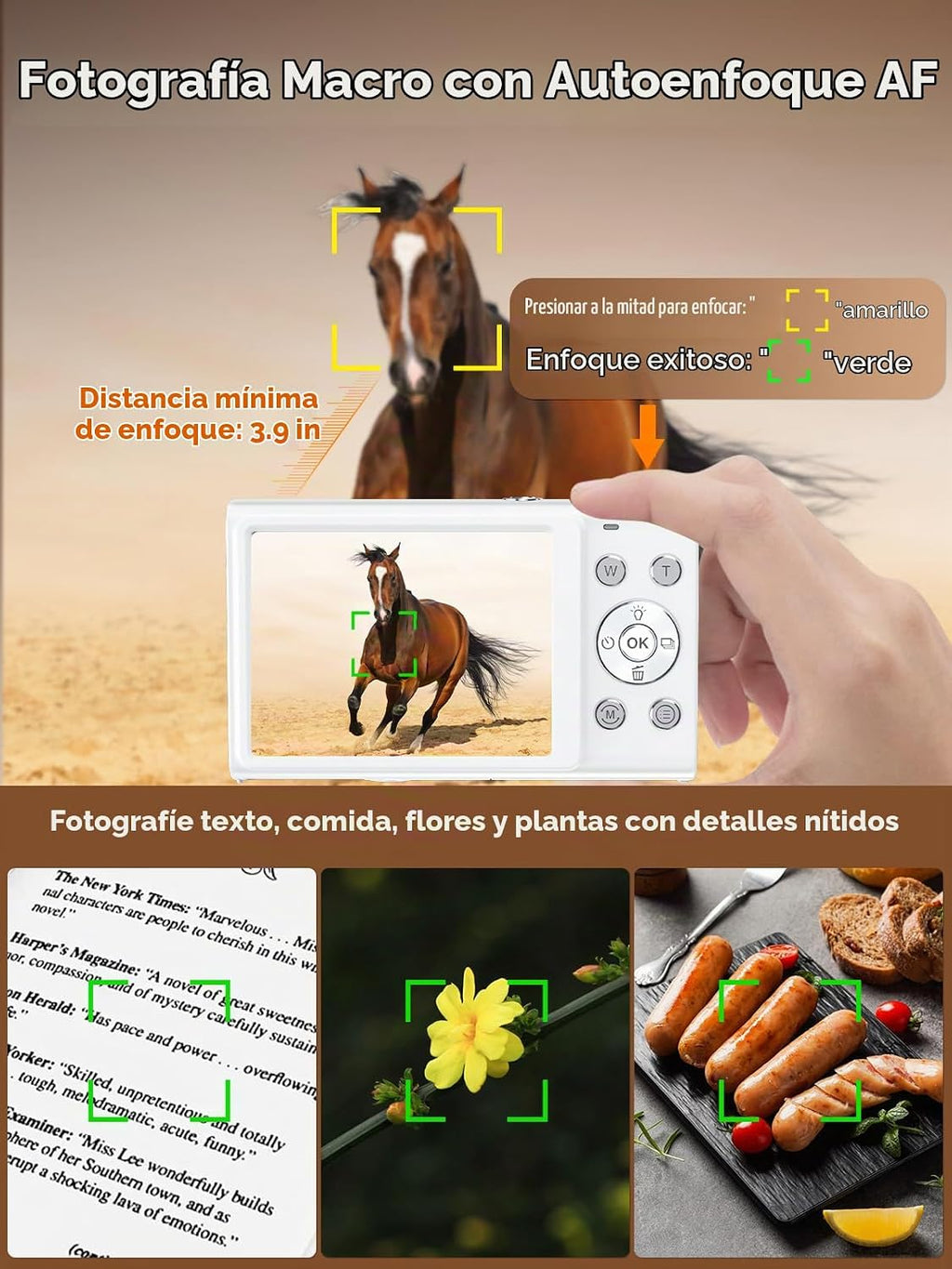 Cámara digital, cámara 4K de enfoque automático para vlogging para...