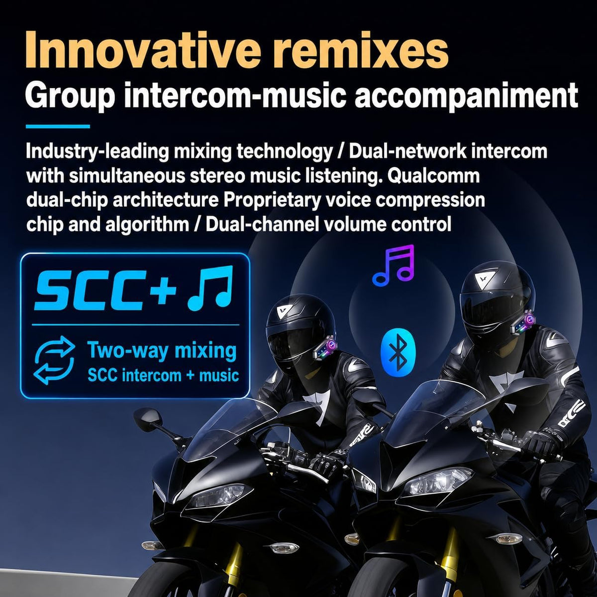 PUSABIYOU Casco inalámbrico de intercomunicación Bluetooth para mot...