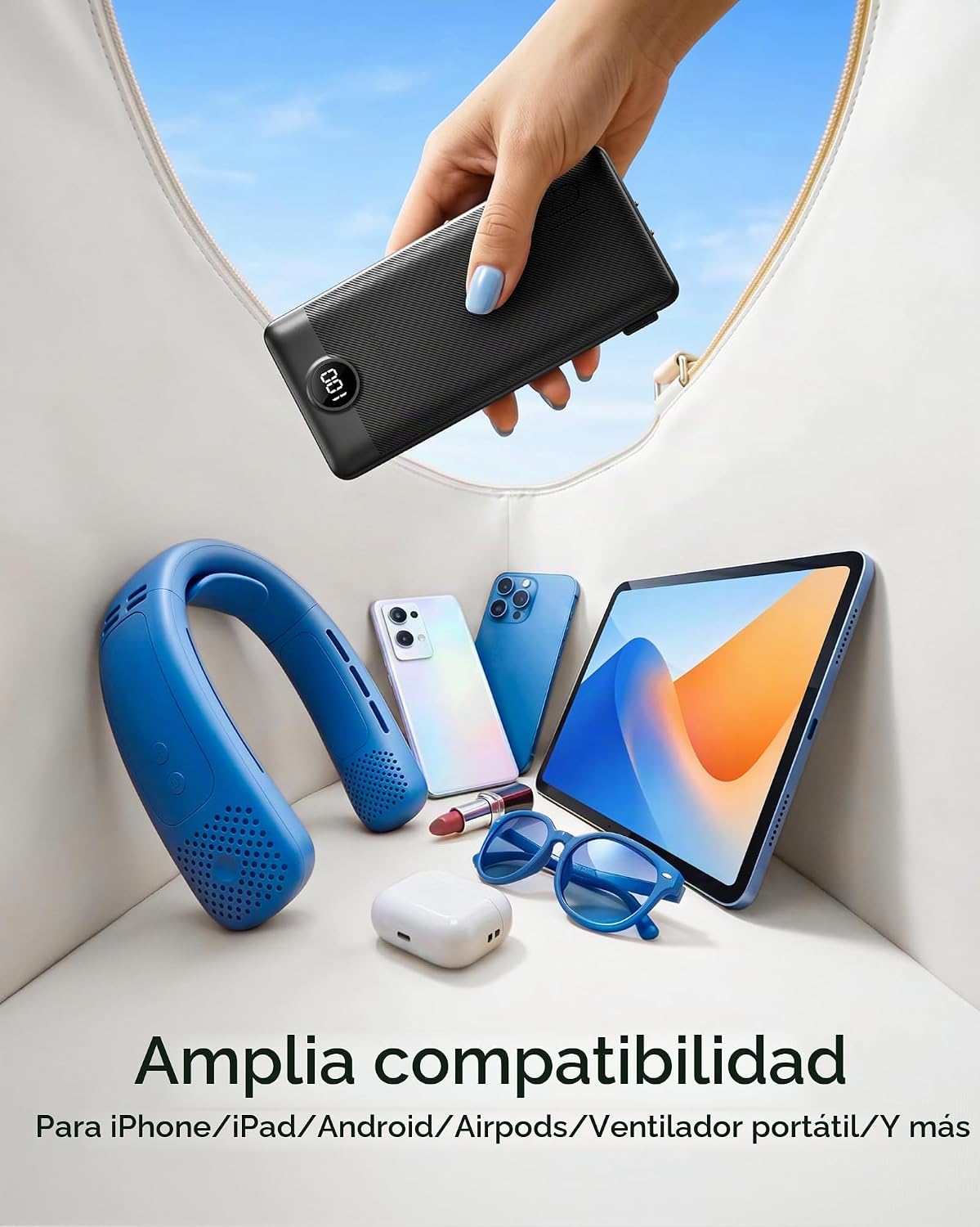 VEGER Cargador portátil para iPhone, Power Bank con cables integrad...
