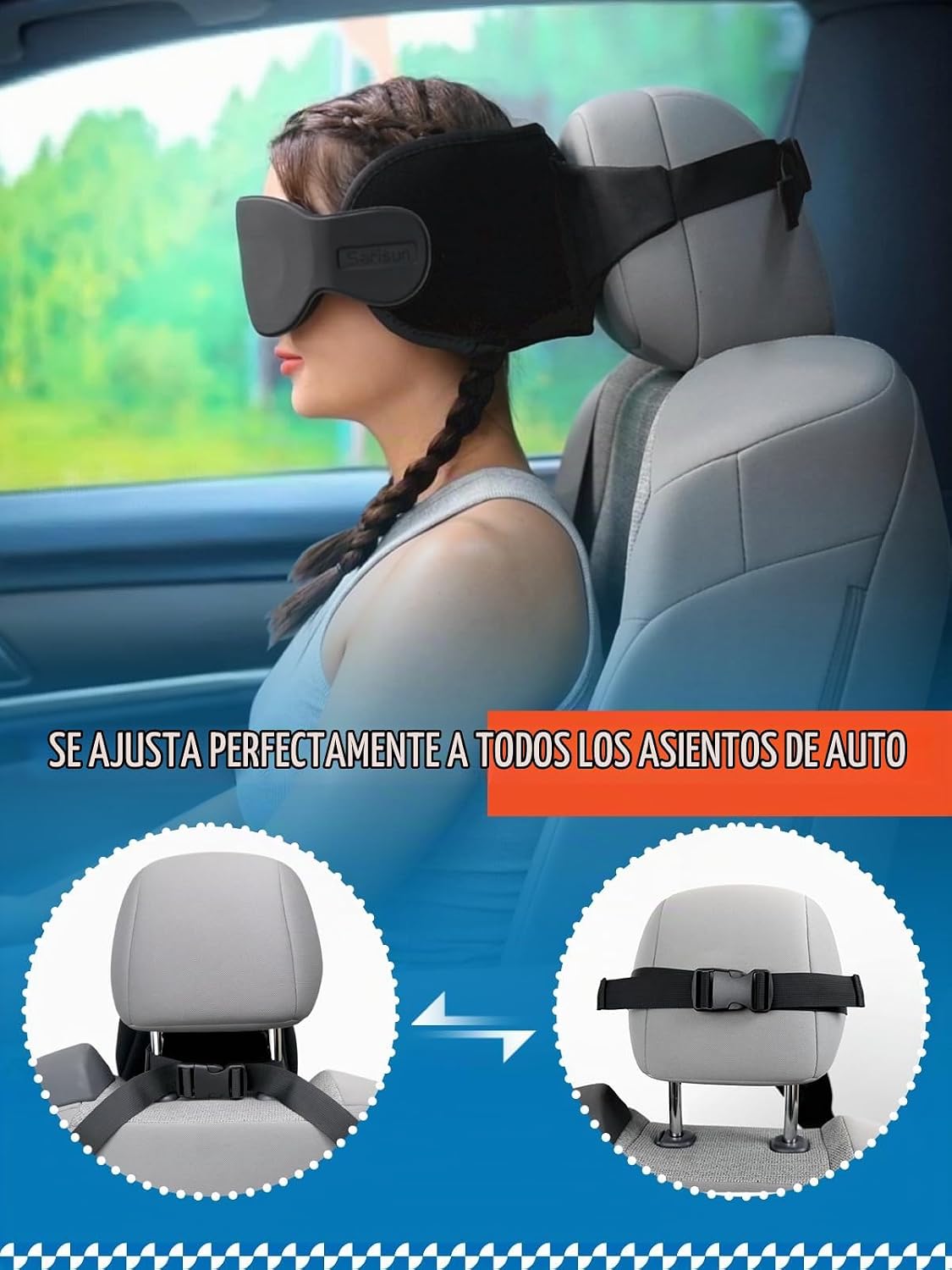 Almohada de viaje Sarisun, almohada de viaje para coche con máscara...