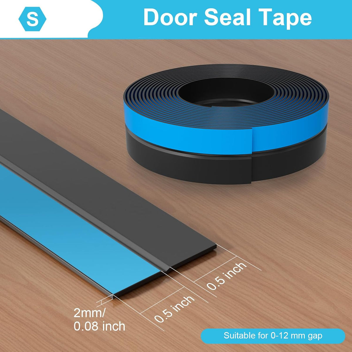 Greymond - Sello para puerta de ducha, 20 pies, negro, 1 pulgada |...