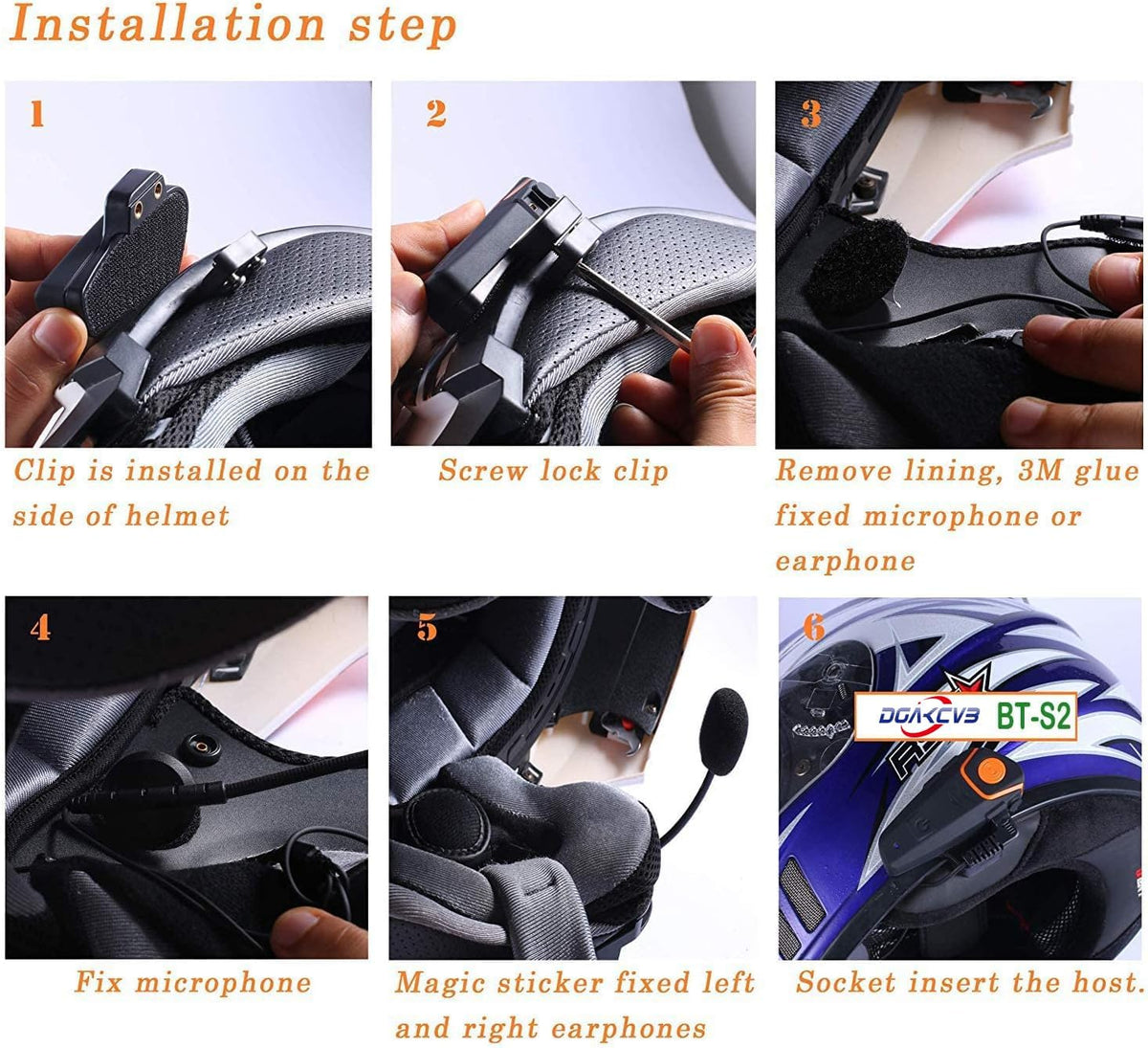 Dgakcvb Auriculares Bluetooth para motocicleta, BT-S2 Bluetooth 5.0...