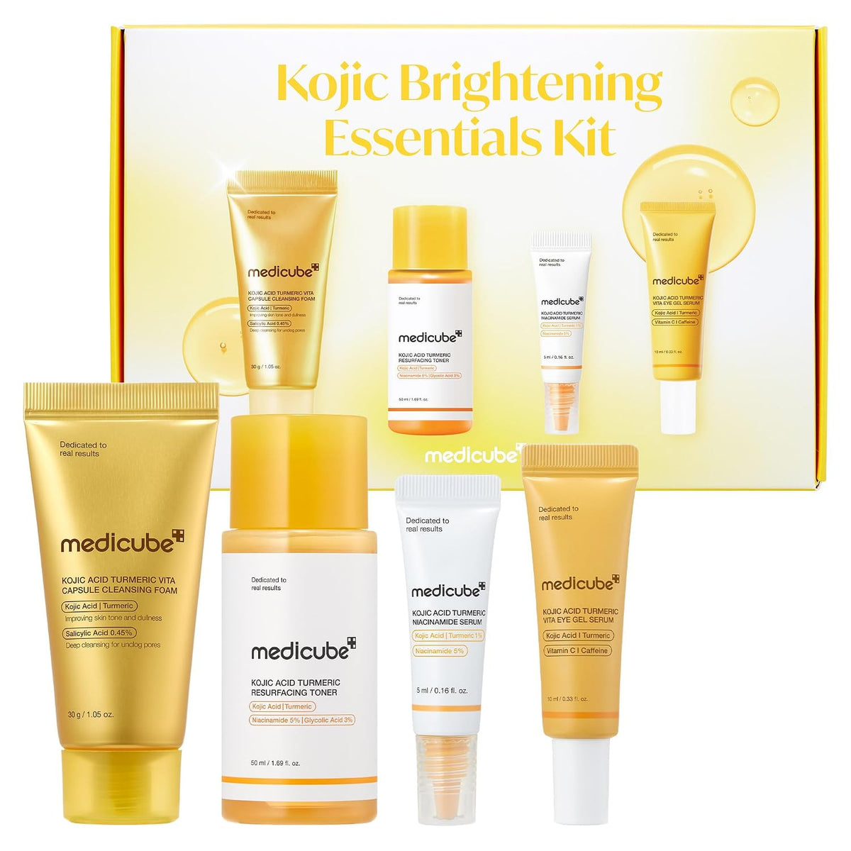 medicube Kit esencial iluminador de ácido kójico, mini juego de cui...