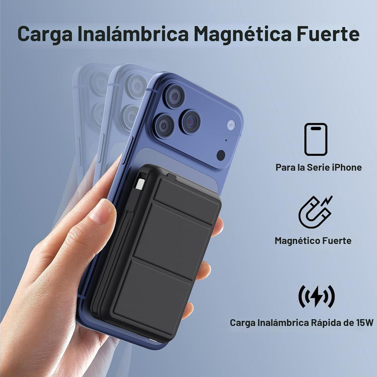 Azmuth para cargador portátil MagSafe, banco de energía magnético d...