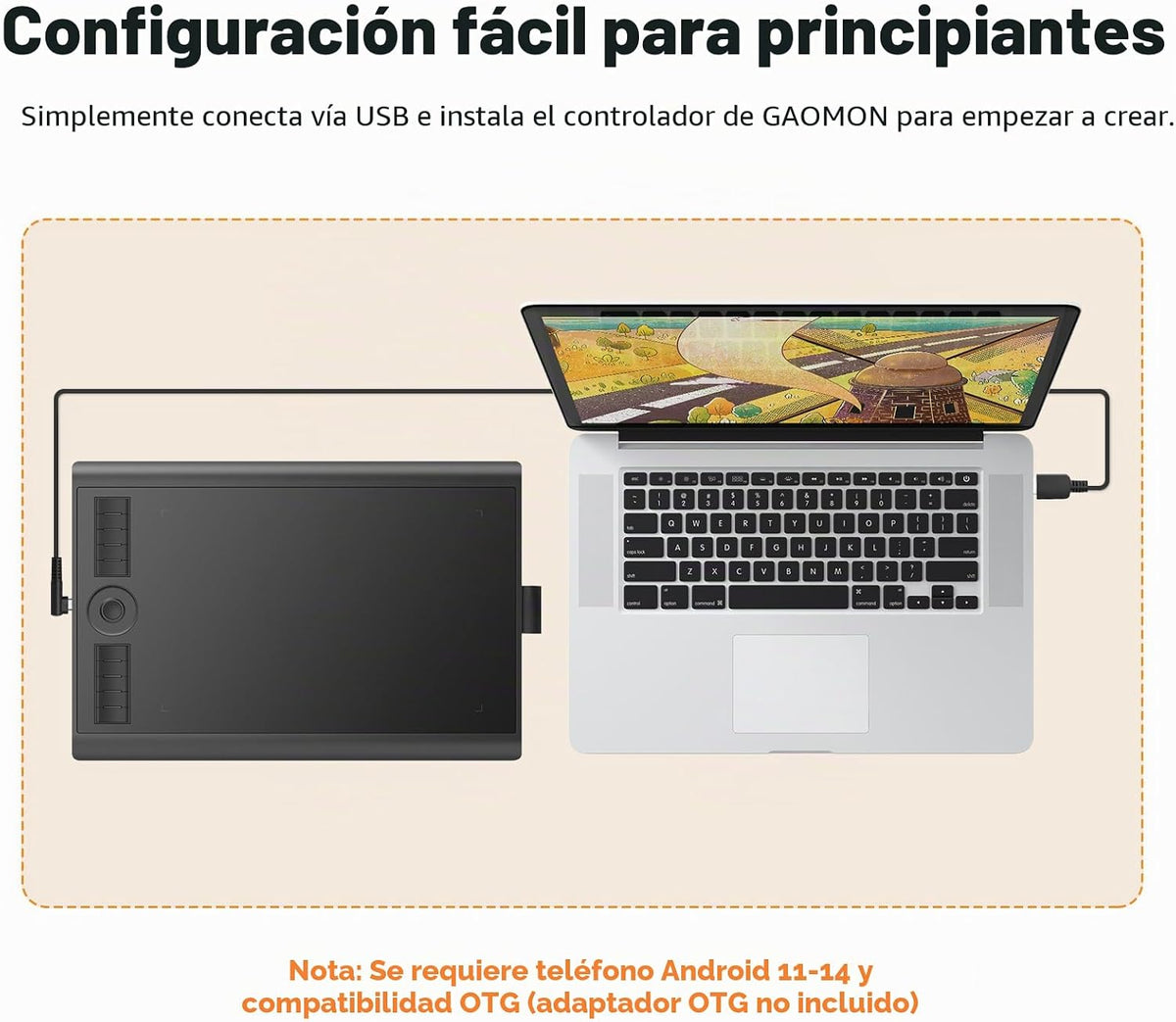 GAOMON Tableta de dibujo M10K, 10x6 con anillo táctil, 10 teclas y...