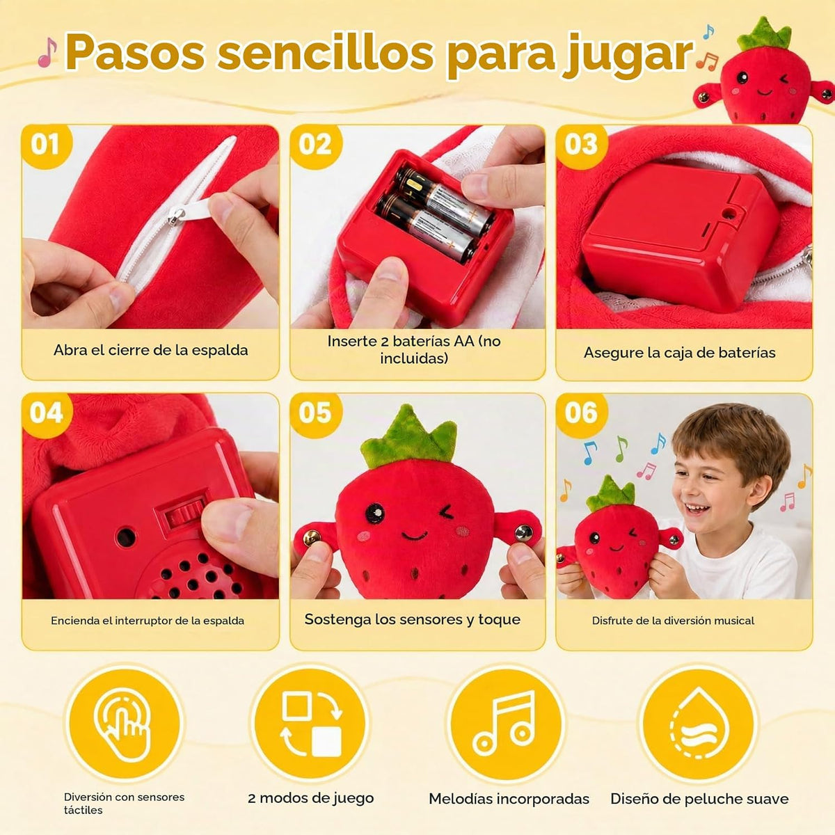 DoddyFun Juego de juguetes de peluche interactivos con música para...