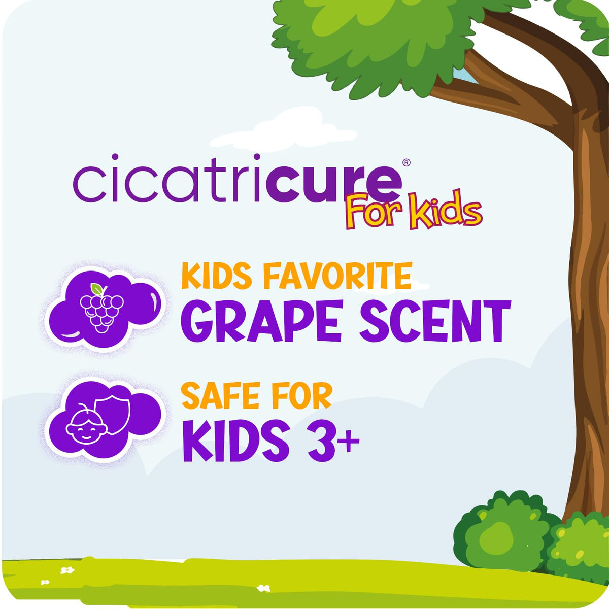 Cicatricure Advanced Scar Gel para niños, aroma a uva, para rostro...