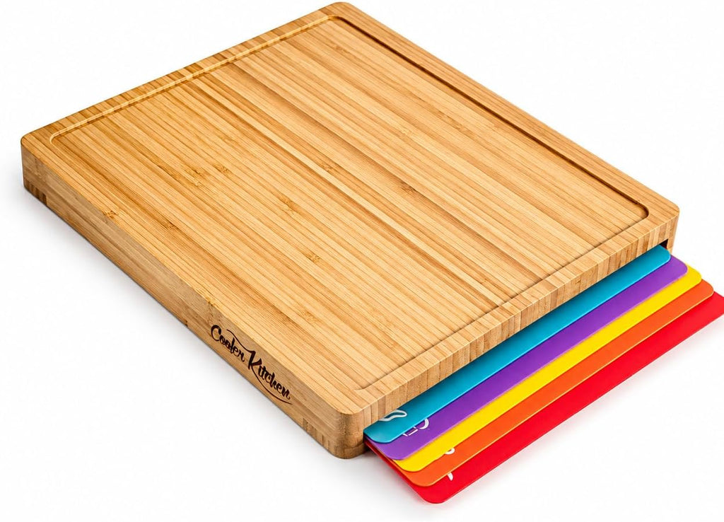 Juego de tablas de cortar de bambú con 6 alfombrillas flexibles cod...