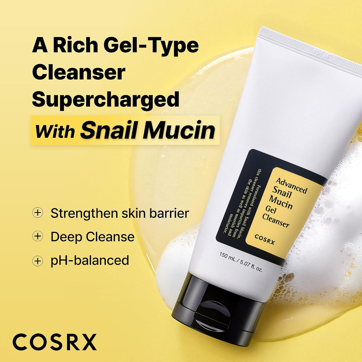 COSRX Advanced Snail Mucin Gel Cleanser para pieles sordas y sensib...