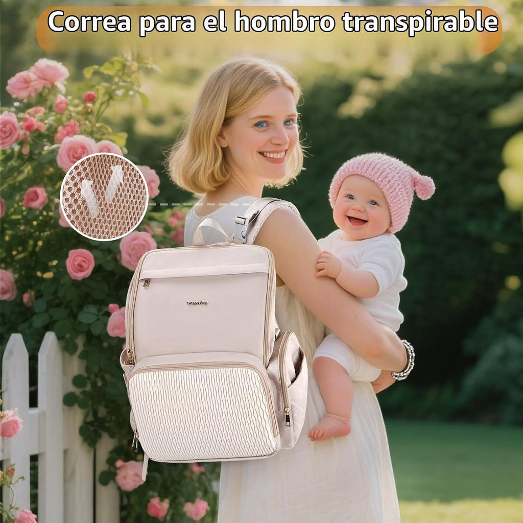 vosmles Elegante bolsa de pañales para bebé, bolsa de bebé con camb...