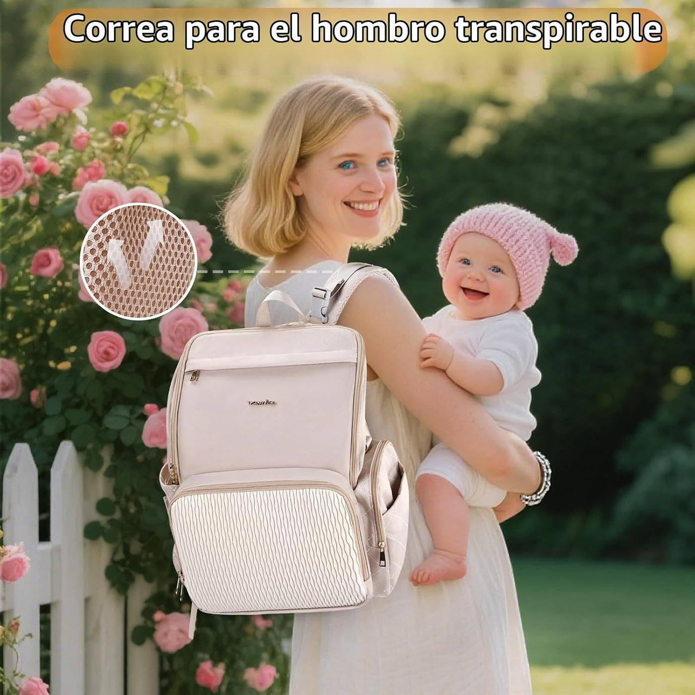 vosmles Elegante bolsa de pañales para bebé, bolsa de bebé con camb...