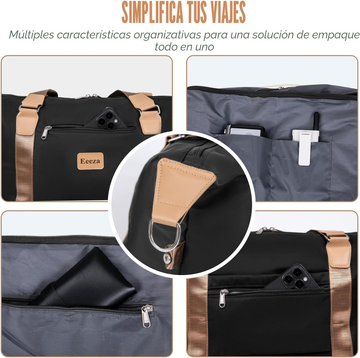 Eeeza Equipaje de mano de 22x14x9 pulgadas aprobado por aerolíneas,...